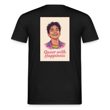 Queer avec bonheur - T-shirt homme - noir - Dos - AI Model Male 178 light (178cm)