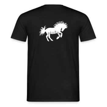 Pferd, wild, weiss, Mähne, Schweif, Ornamente - Männer T-Shirt - Schwarz - Hinten - AI Model Male 178 light (178cm)