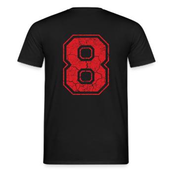 8_eight_acht_red_rot (it) - T-shirt uomo - nero - Retro - AI Model Male 178 light (178cm)