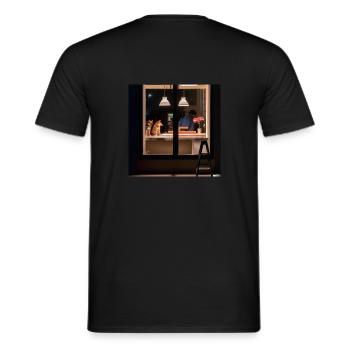 Nighthawks by edward hopper but with shiba inus - Männer T-Shirt - Schwarz - Hinten - AI Model Male 178 light (178cm)