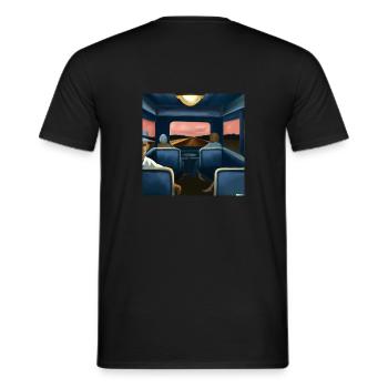 We all sit in the same train travelling. - Men's T-Shirt - black - Back - AI Model Male 178 light (178cm)