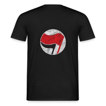 antifa antifascist action - Men's T-Shirt - black - Back - AI Model Male 178 light (178cm)