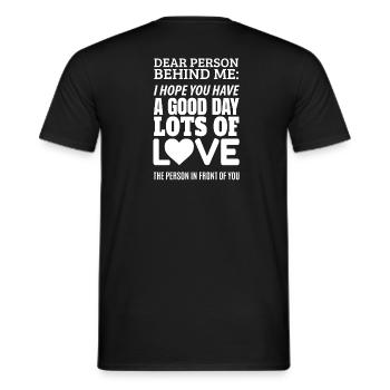 Chère personne derrière moi J’espère que vous passez une bonne journée - T-shirt homme - noir - Dos - AI Model Male 178 light (178cm)