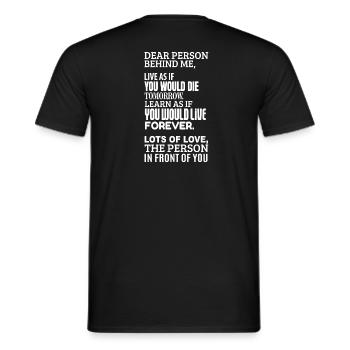 Chère personne derrière moi - Joie, pensée positive - T-shirt homme - noir - Dos - AI Model Male 178 light (178cm)