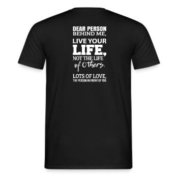 Chère personne derrière moi - Motiver la convivialité - T-shirt homme - noir - Dos - AI Model Male 178 light (178cm)