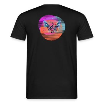 Backprint Techno Party Music Notes - Männer T-Shirt - Schwarz - Hinten - AI Model Male 178 light (178cm)