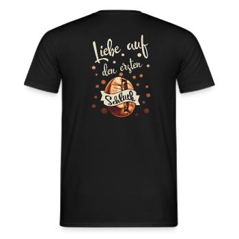 Kaffee - Liebe auf den ersten Schluck - Männer T-Shirt - Schwarz - Hinten - AI Model Male 178 light (178cm)