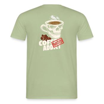 koffie verslaafde kapotte koffieboon - Heren T-shirt - saliegroen - Achter - AI Model Male 178 light (178cm)