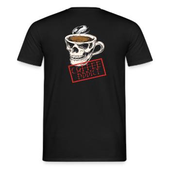 Coffee addict busted - Männer T-Shirt - Schwarz - Hinten - AI Model Male 178 light (178cm)