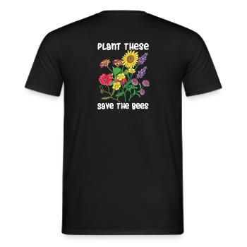 Bees bees meadow flower meadow - Men's T-Shirt - black - Back - AI Model Male 178 light (178cm)