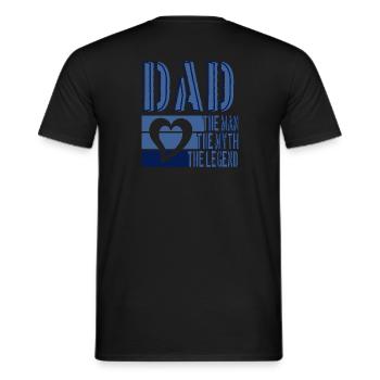 PAPA THE MAN THE MYTH THE LEGEND BLUE HEART - Men's T-Shirt - black - Back - AI Model Male 178 light (178cm)