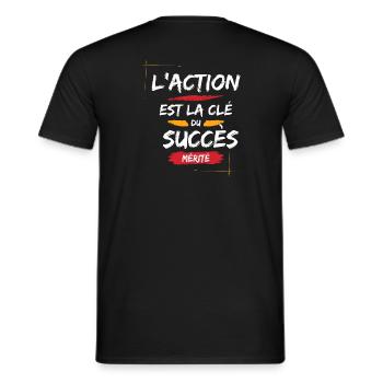 Motivational Quote for Success - Men's T-Shirt - black - Back - AI Model Male 178 light (178cm)