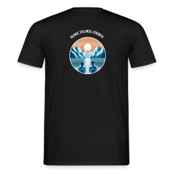 Bain de glace avec un panorama de montagne Régénération Bien-être - T-shirt homme - noir - Dos - AI Model Male 178 light (178cm)
