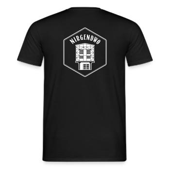 Nirgendwo-Logo 1w - Männer T-Shirt - Schwarz - Hinten - AI Model Male 178 light (178cm)