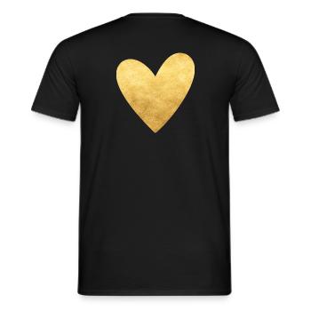 Herz gold I Symbol Liebe Geschenk - Männer T-Shirt - Schwarz - Hinten - AI Model Male 178 light (178cm)