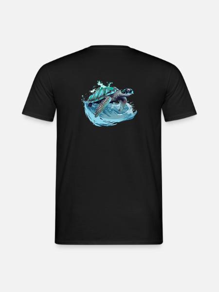 Neon Sea Turtle Wave Dance - Men's T-Shirt - black