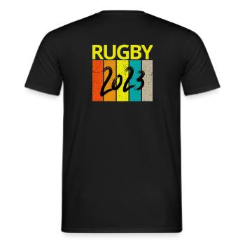 rugby, rugby sport, fan de rugby, rugby 2023 - T-shirt homme - noir - Dos - AI Model Male 178 light (178cm)
