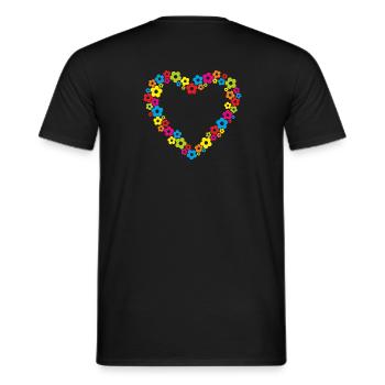 Cadeau coloré coeur fleur de puissance des années 70 - T-shirt homme - noir - Dos - AI Model Male 178 light (178cm)