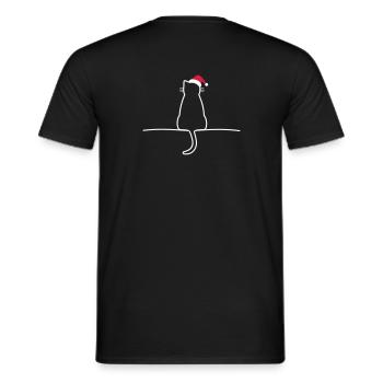 Chat noël cadeau noël chat - T-shirt homme - noir - Dos - AI Model Male 178 light (178cm)