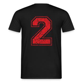 2 two zwei red rot (uk) - Men's T-Shirt - black - Back - AI Model Male 178 light (178cm)