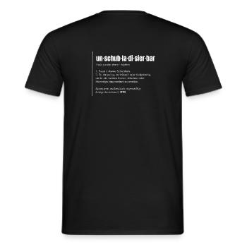 Unschubladisierbar – Wörterbuch auf dunklen Farben - Männer T-Shirt - Schwarz - Hinten - AI Model Male 178 light (178cm)