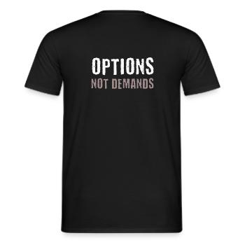 Options Not Demands PDA Neurodivergent Autonomie - Männer T-Shirt - Schwarz - Hinten - AI Model Male 178 light (178cm)
