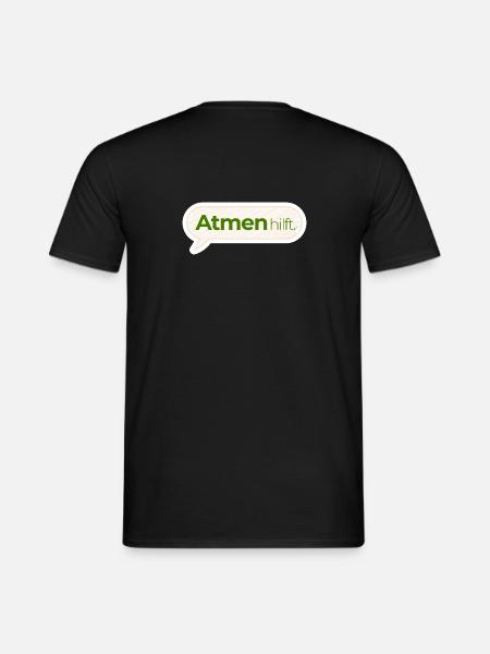 Atmen hilft – Achtsamkeitsspruch in Moosgrün - Männer T-Shirt - Schwarz