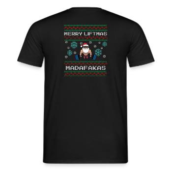 Merry Liftmas Lustiger Spruch mit Ugly Christmas - Männer T-Shirt - Schwarz - Hinten - AI Model Male 178 light (178cm)