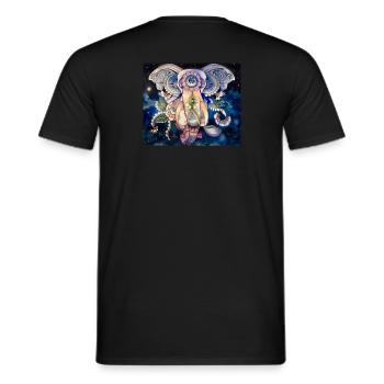 Mandala Éléphant / par Anima Art par Silvia, - T-shirt homme - noir - Dos - AI Model Male 178 light (178cm)