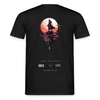 Samurai Katana Krieger Sunset Bike Japan Backprint - Männer T-Shirt - Schwarz - Hinten - AI Model Male 178 light (178cm)
