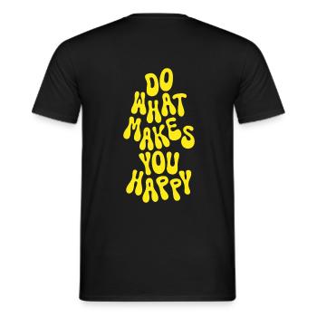 Do what makes you happy sunny yellow saying retro - Men's T-Shirt - black - Back - AI Model Male 178 light (178cm)