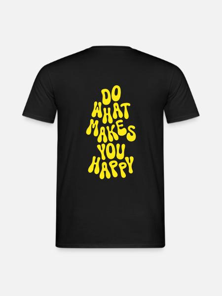 Do what makes you happy sonnengelb Spruch Retro - Männer T-Shirt - Schwarz