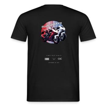 SUPERBIKES Motorrad Sportler Supermoto BACKPRINT - Männer T-Shirt - Schwarz - Hinten - AI Model Male 178 light (178cm)