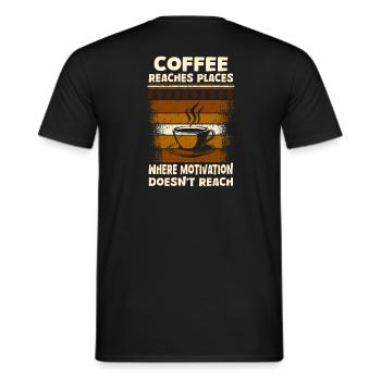 coffee reaches places - Men's T-Shirt - black - Back - AI Model Male 178 light (178cm)