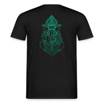 Psy Trance Psychedelic GOA Ganesha Shiva Buddha - Men's T-Shirt - black - Back - AI Model Male 178 light (178cm)
