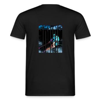 skiing skiers - Men's T-Shirt - black - Back - AI Model Male 178 light (178cm)
