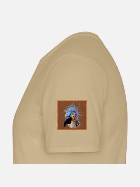 Krallo Kreisch™ Kultvogel Pop-Out Lederoptik braun - Männer T-Shirt - Sandbeige