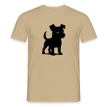 Niedlicher Hund Schattenfigur - Männer T-Shirt - Sandbeige - Vorne - AI Model Male 178 light (178cm)
