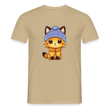 Fuchs Comic - Männer T-Shirt - Sandbeige - Vorne - AI Model Male 178 light (178cm)