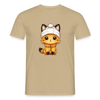 Fuchs Comic - Männer T-Shirt - Sandbeige - Vorne - AI Model Male 178 light (178cm)