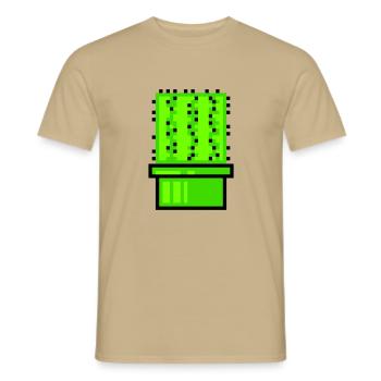 Cactus Cacti Retro Video Game Pixel Flower Pot - Men's T-Shirt - sand beige - Front - AI Model Male 178 light (178cm)