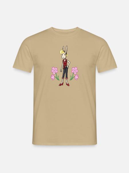 Rock 'n' Roll Hase - Blumen - Männer T-Shirt - Sandbeige