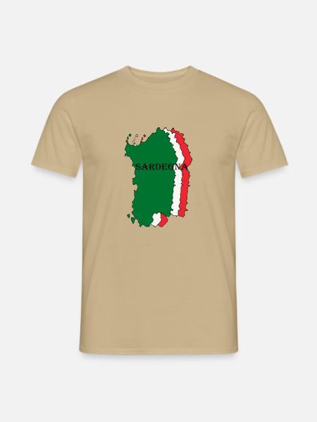 Sardegna - Inselumriss Sardinien mit Italienflagge - Männer T-Shirt - Sandbeige