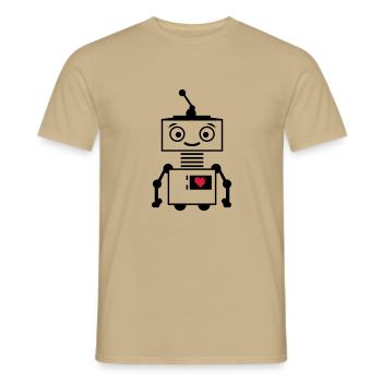 roboter_herz_2 - Männer T-Shirt - Sandbeige - Vorne - AI Model Male 178 light (178cm)