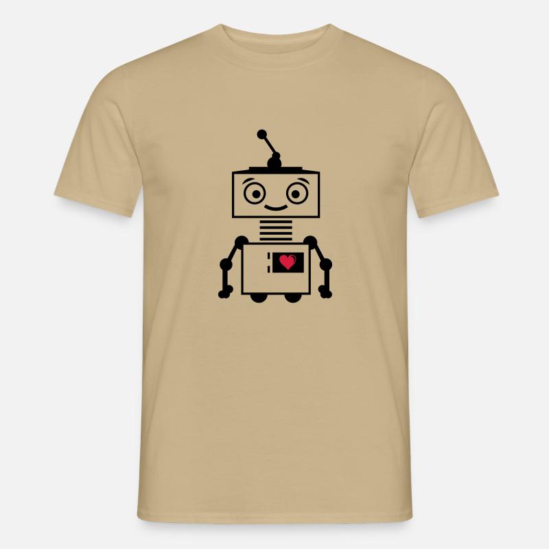 roboter_herz_2 - Männer T-Shirt - Sandbeige