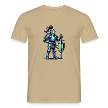 Bande dessinée Knight - T-shirt homme - beige sable - Devant - AI Model Male 178 light (178cm)