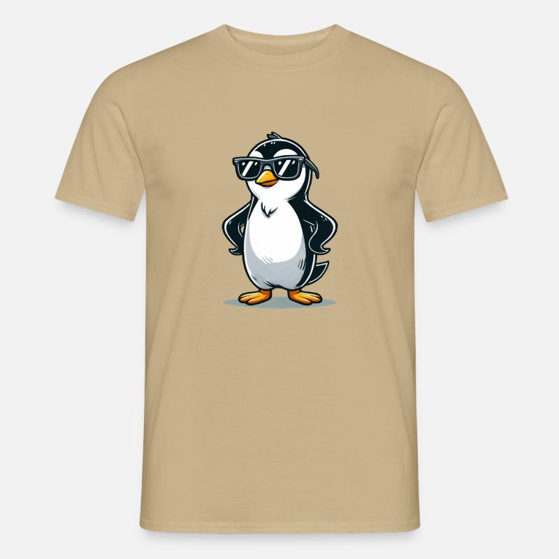 pinguin comic - Männer T-Shirt - Sandbeige