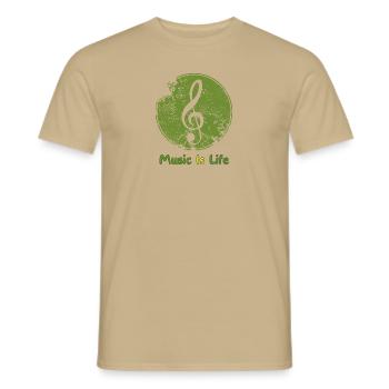 Music Is Life - Men's T-Shirt - sand beige - Front - AI Model Male 178 light (178cm)