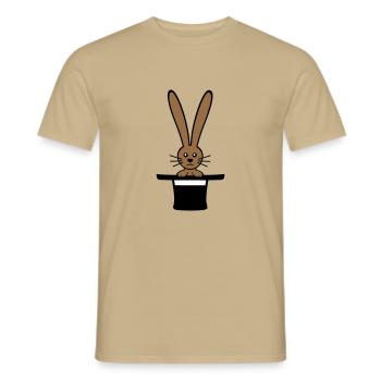 Hase Zylinder Hut Zauberer Kaninchen zaubern süß - Männer T-Shirt - Sandbeige - Vorne - AI Model Male 178 light (178cm)