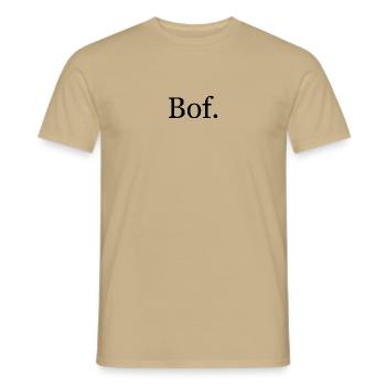 T-shirt “Bof.” – humour français minimaliste - T-shirt homme - beige sable - Devant - AI Model Male 178 light (178cm)